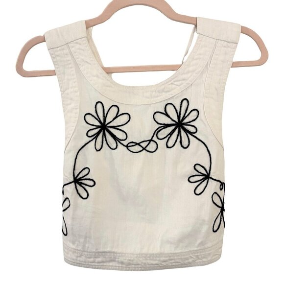 Anthropologie Pilcro Embroidered Cross-Back Cropped Tank, Size XS - Picture 3 of 5